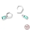 Irregular long earrings - square green zircon - 925 sterling silverEarrings