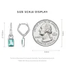 Irregular long earrings - square green zircon - 925 sterling silverEarrings