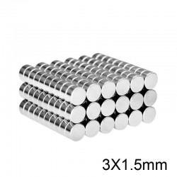 N52 - neodymmagnet - sterk skive - 3 * 1,5 mm - 20 stykker