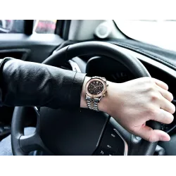 BENYAR - elegant Quartz-klokke - kronograf - vanntett - rustfritt stål - gull / svart