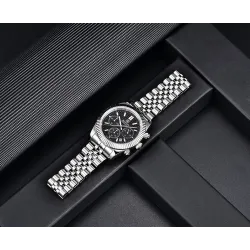 BENYAR - elegant Quartz-klokke - kronograf - vanntett - rustfritt stål - svart
