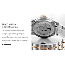 CADISEN - orologio meccanico automatico - impermeabile - acciaio inossidabile - nero