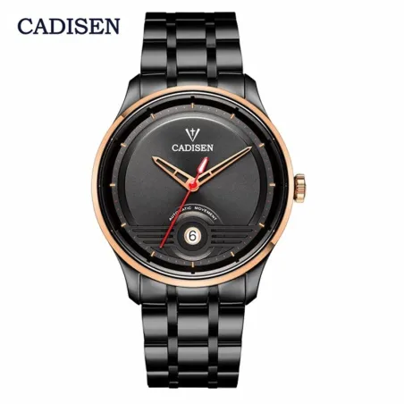 CADISEN - montre mécanique automatique - étanche - acier inoxydable - noir