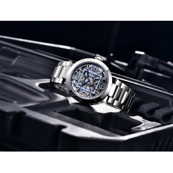 BENYAR - orologio meccanico automatico - design vuoto - acciaio inossidabile - blu
