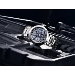 RelojesBENYAR - reloj mecánico automático - diseño hueco - acero inoxidable - azul