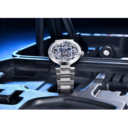 BENYAR - automatisch mechanisch horloge - uitgehold ontwerp - roestvrij staal - blauwHorloges