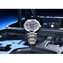 BENYAR - mechanische Automatikuhr - ausgehöhltes Design - Edelstahl - blau