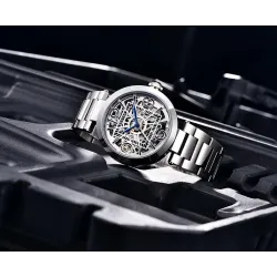 BENYAR - montre mécanique automatique - design évidé - acier inoxydable - blanc