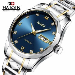 HAIQIN - mekanisk automatisk ur - rustfrit stål - guld / blå