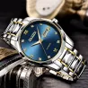 HAIQIN - relógio automático mecânico - aço inoxidável - ouro / azul