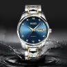 HAIQIN - relógio automático mecânico - aço inoxidável - ouro / azul