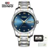 HAIQIN - montre mécanique automatique - acier inoxydable - or / bleu