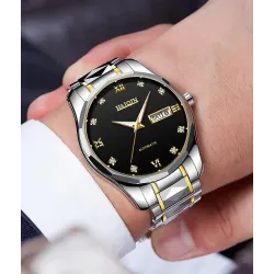HAIQIN - mechanical automatic watch - stainless steel - gold / blackWatches