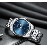 HAIQIN - relógio automático mecânico - aço inoxidável - prata / azul