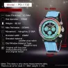 PAGANI DESIGN - montre de sport mécanique - chronographe - lunette arc-en-ciel - bracelet cuir - bleu