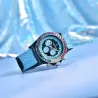 PAGANI DESIGN - montre de sport mécanique - chronographe - lunette arc-en-ciel - bracelet cuir - bleu
