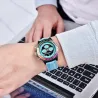 PAGANI DESIGN - montre de sport mécanique - chronographe - lunette arc-en-ciel - bracelet cuir - bleu