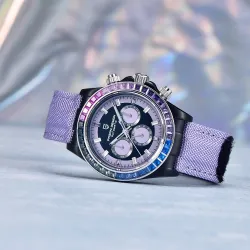 PAGANI DESIGN - orologio sportivo meccanico - cronografo - lunetta arcobaleno - cinturino in pelle - viola