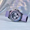 PAGANI DESIGN - relógio esportivo mecânico - cronógrafo - bisel arco-íris - pulseira de couro - roxo