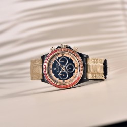 PAGANI DESIGN - mechaniczny zegarek sportowy - chronograf - tęczowy bezel - skórzany pasek - złotyZegarki