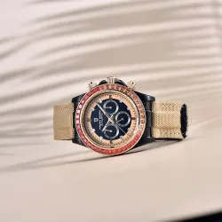 PAGANI DESIGN - montre de sport mécanique - chronographe - lunette arc-en-ciel - bracelet cuir - or