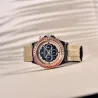 PAGANI DESIGN - montre de sport mécanique - chronographe - lunette arc-en-ciel - bracelet cuir - or