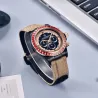 PAGANI DESIGN - montre de sport mécanique - chronographe - lunette arc-en-ciel - bracelet cuir - or