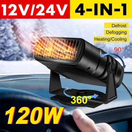 Riscaldatore per auto 4 in 1 - ventola di raffreddamento / riscaldamento - asciugatrice / sbrinatore / sbrinatore - 120 W