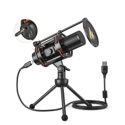 MAONO - microphone à condensateur - bouton de gain - trépied - USB