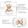 Adesivo de parede de desenho animado - papel de parede de quarto infantil - urso / lua / nuvens / estrelas