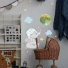 Sticker mural lumineux - bébé éléphant / lune / ballons - papier peint chambre enfant