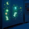 Sticker mural lumineux - papier peint chambre enfant - lapin / lune / ballons / étoiles