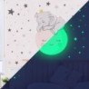 Sticker mural lumineux - papier peint chambre enfant - bébé éléphant endormi / lune / étoiles