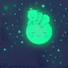 Sticker mural lumineux - papier peint chambre enfant - bébé éléphant endormi / lune / étoiles