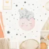 Sticker mural lumineux - papier peint chambre enfant - bébé éléphant endormi / lune / étoiles