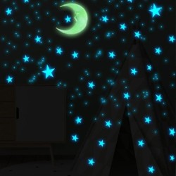 Adesivos luminosos de parede/teto - decoração de quarto infantil - lua / estrelas - 111 peças