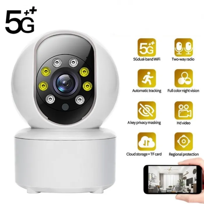 Langaton kamera - itkuhälytin - automaattinen seuranta - kaksisuuntainen ääni - 5G IP - WiFi - 720P