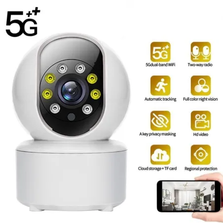 Caméra sans fil - babyphone - suivi automatique - audio bidirectionnel - 5G IP - WiFi - 720P