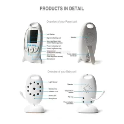 VB601 - babyphone vidéo - caméra sans fil - conversation bidirectionnelle - vision nocturne - LCD