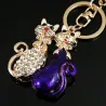 Double crystal cats - keychainKeyrings