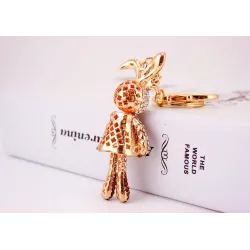 Crystal long-ears rabbit / flowers - keychainKeyrings