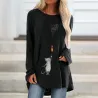 Blusas y camisasCamiseta de manga larga - jersey largo - estampado de dos gatos / peces