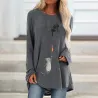 Long sleeve t-shirt - long pullover - two cats / fish printBlouses & shirts