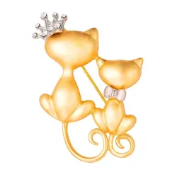 BrochesGato doble con corona - broche