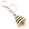 Enamel Christmas tree - crystals - red star - keychainKeyrings