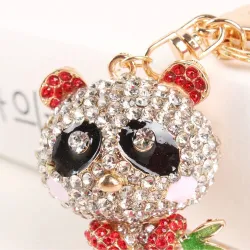 Red crystal Panda - keychainKeyrings