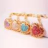 Hollow-out heart with crystals - keychainKeyrings