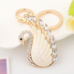 llaveroBeige crystal swan - keychain