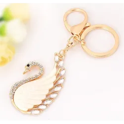 Beige crystal swan - keychainKeyrings