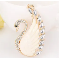 Beige crystal swan - keychainKeyrings